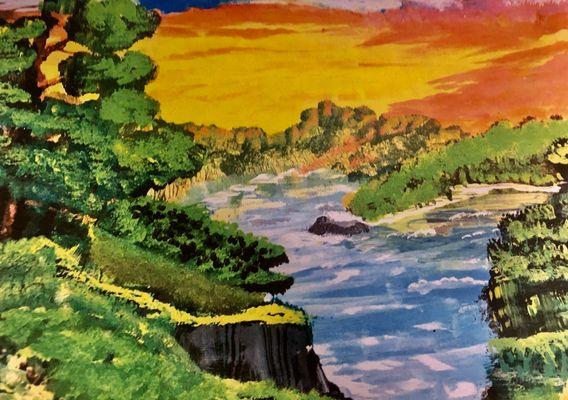 a summer sunset over a lake