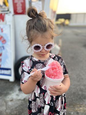 Pink bubble gum shaved ice