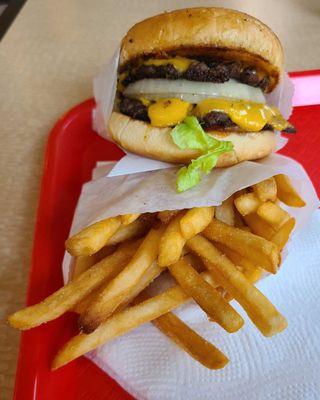 Deuce Bacon and fries. Burger was excellent, fries were WAY salty.