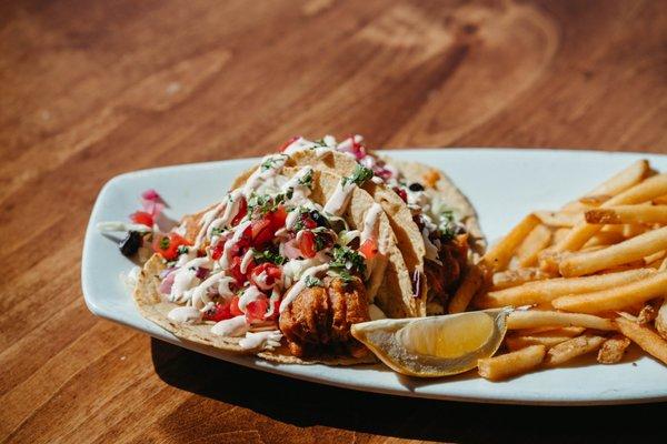 Tacos with a side of fries