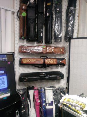 We sell most brands of cues, cases & darts. We ship anywhere in US
