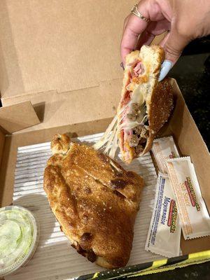 Deluxe oven baked sub with pepperoni, ham and sausage. Substituted the sausage for beef.