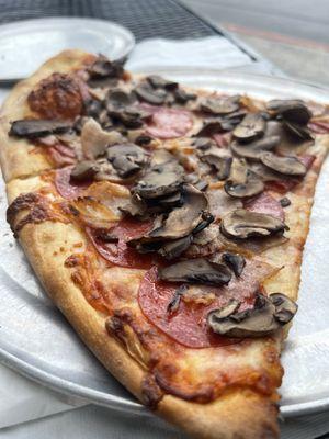 Pepperoni, sausage and mushrooms