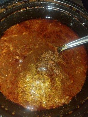 Caldo - would have loved with onion,  cilantro, more lime to cut the salty - but still tasty. I added a touch of crema and cotija