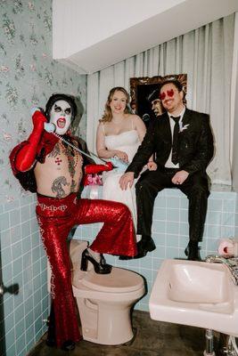 Inside the bathroom at the sure thing chapel