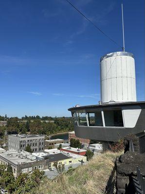 The mid century mod observation deck from the outside