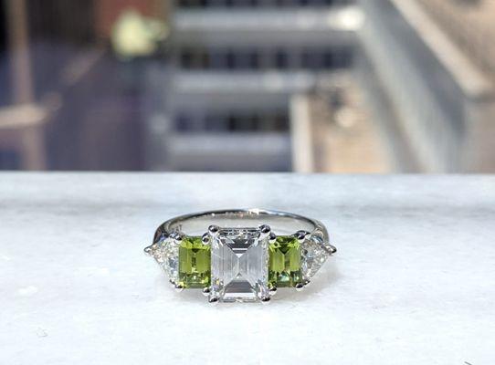 Peridot and Diamond Ring