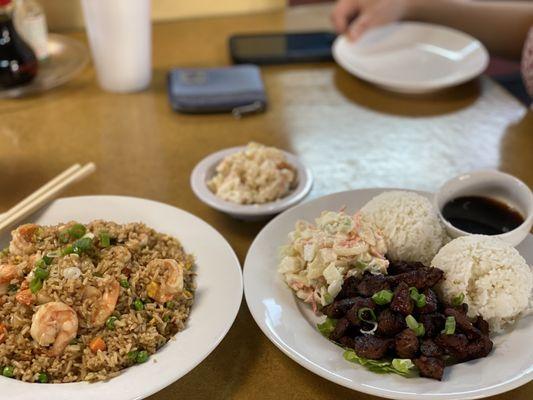 46. Shrimp Fried Rice 32. Kalbi Short Ribs Macaroni Salad are all superb!