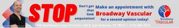 Before your doctor amputates your toe, foot or leg call Broadway Vascular