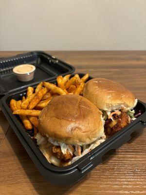 #1 - Two sliders and fries