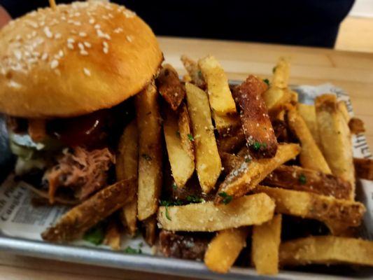 Bbq Burger and Truffle Fries (No onion or coleslaw)