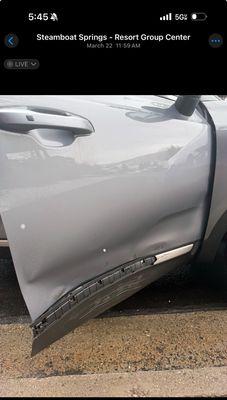 Car damage with x marks they made on the day car was rented.