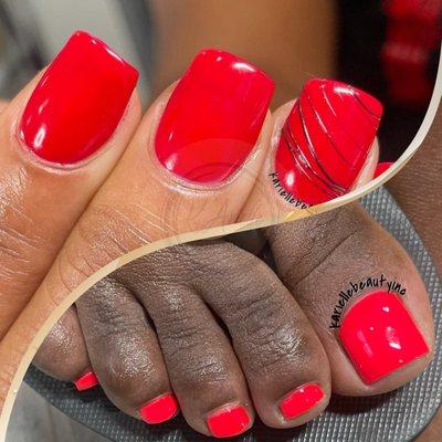 Gel X Nail Extensions and Pedicure