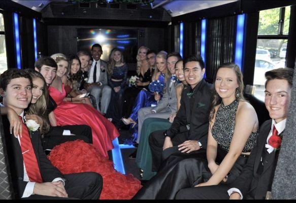 Inside of our 16 passenger Party Bus.
