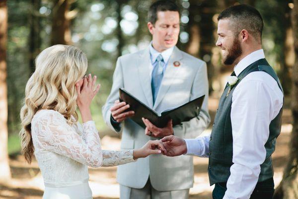 Intimate ceremony in the woods