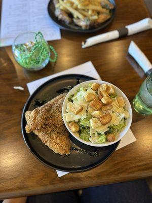 Catfish fillet and caesar salad
