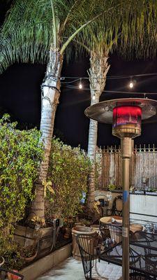 Patio area with heaters