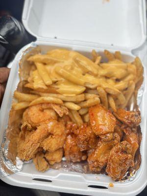 Shrimp & Hot Honey Wings combo