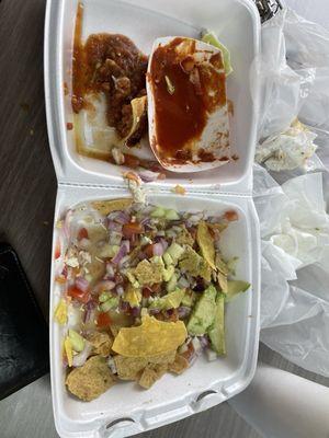 The remains of a thoroughly enjoyed ceviche tostada. I don't like onions so...