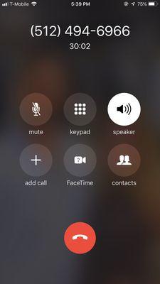 On hold over 30 minutes.