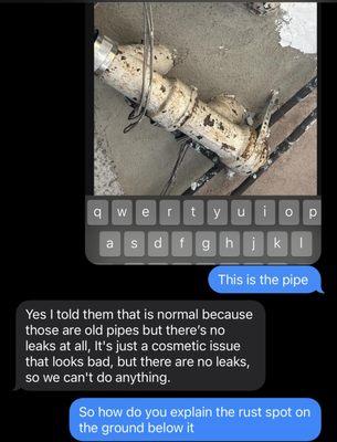 Luis' professional assessment of the pipe: Just looks bad but doesn't leak.