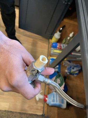 Pipe that the owner, Elijah Oliver, said was brittle.