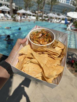 Ceviche Campechana (octopus, shrimp, citrus, red onion, corn tortilla chips)