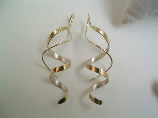 Custom gold and fine silver Love Vine earrings