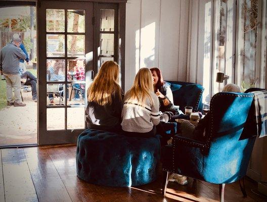 Enjoy a glass of wine in our cozy "living room"