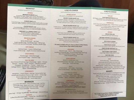 The patient menu. Wow hospital food at its finest!! Wild caught salmon, New York steak!!