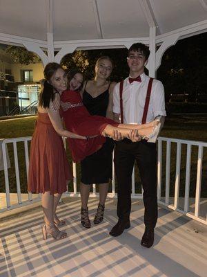 Friends at amyclae a Anya's gala, where awards are handed out and yummy food is eaten.