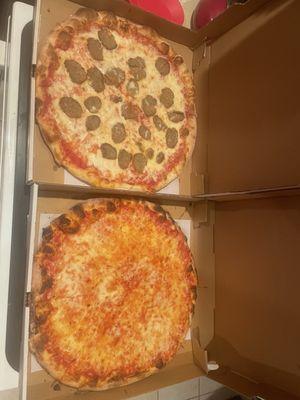 Plain pie and pie with meatballs.