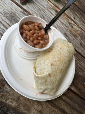 BBQ Brisket Burrito with beans