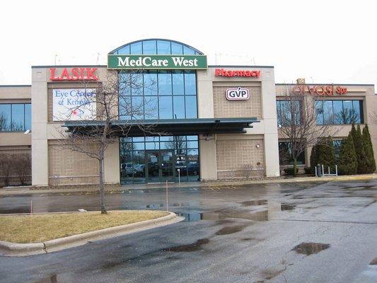 This pharmacy is in the MedCare West building on Hwy 50 (75th St) across from St. Catherine's Hospital and Famous Dave's.