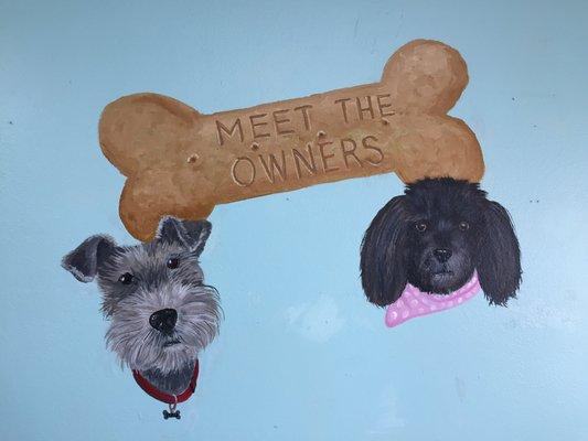 Meet the owner . New mural at store .