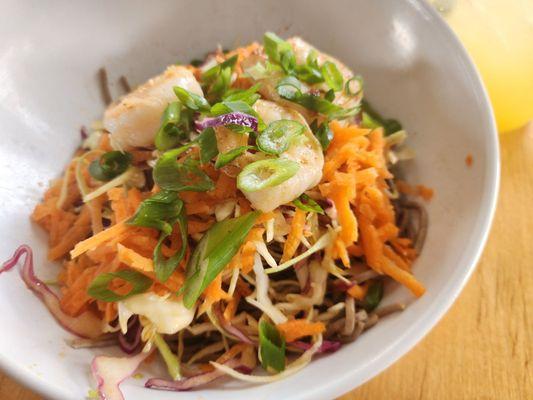 Rainbow Soba with shrimp