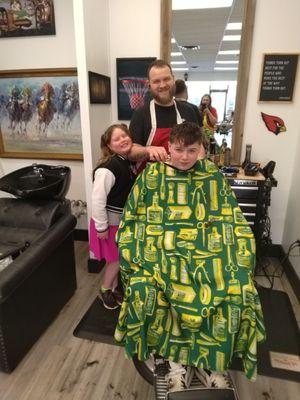 The Barbers family haircutters. Open every day. Free parking. No appointment necessary. Come on down for a fade today