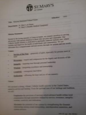 Mission Statement/Values/Vision  Effective 9/1993