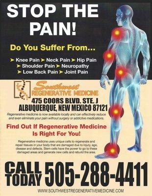 Call US TODAY FOR YOUR FREE NO OBLIGATION PAIN ASSESSMENT 505-288-4411