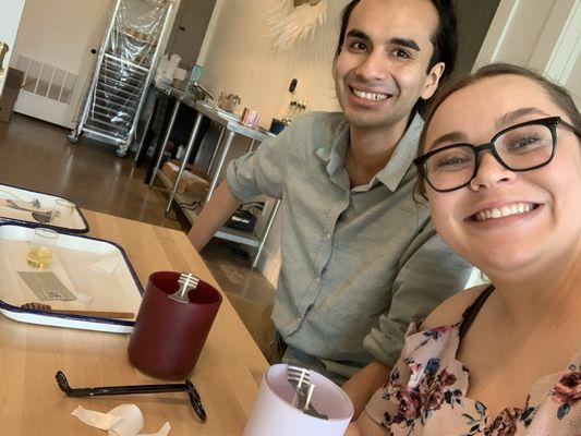 Myself and partner who attended the candle making class.