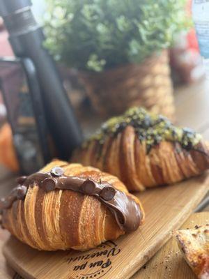 Chocolate croissant and Dubai chocolate