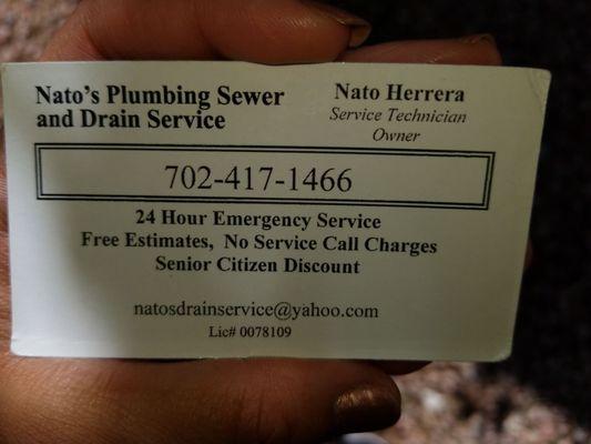 Nato's Plumbing, Sewer & Drain Service