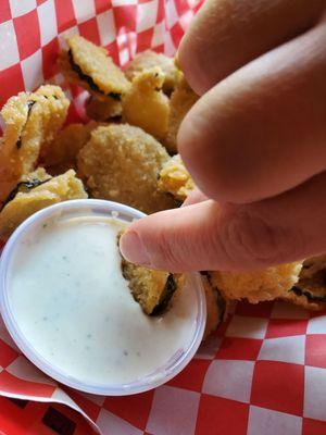 Homemade ranch and fried pickles.