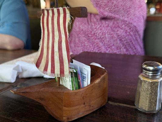 Little sugar boats inside the restaurant