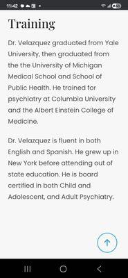 Dr. Velazquez' Training