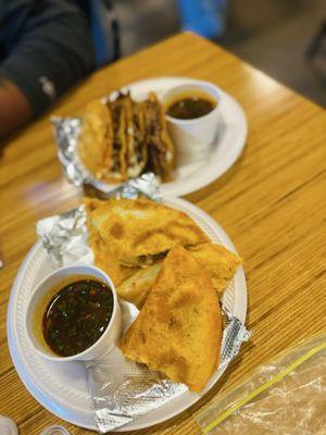 Birria quesadilla and birra tacos