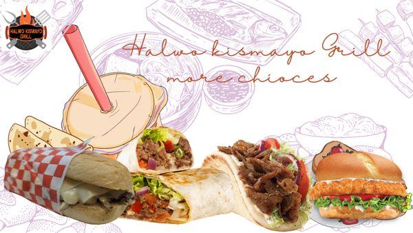 Halwo Kismayo gril Gryro, Beef philly our famous Wraps
Chicken Sandwich