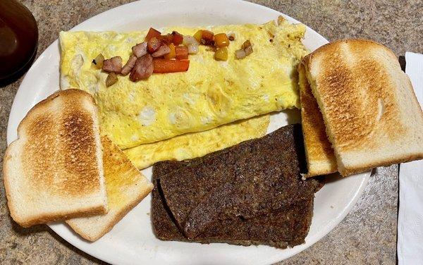 Western omelette with a side order of scrapples