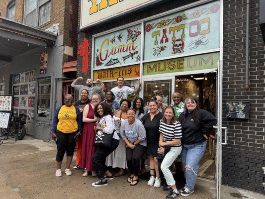 Group shot outside the shop