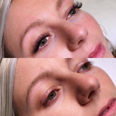 Before and after Hybrid lashes
